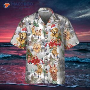 golden retriever on christmas hawaiian shirt gift for lover 2