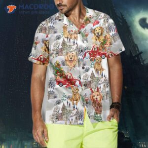 golden retriever on christmas hawaiian shirt gift for lover 3