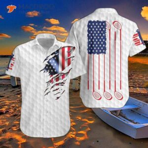 golf american flag hawaiian style shirt 0