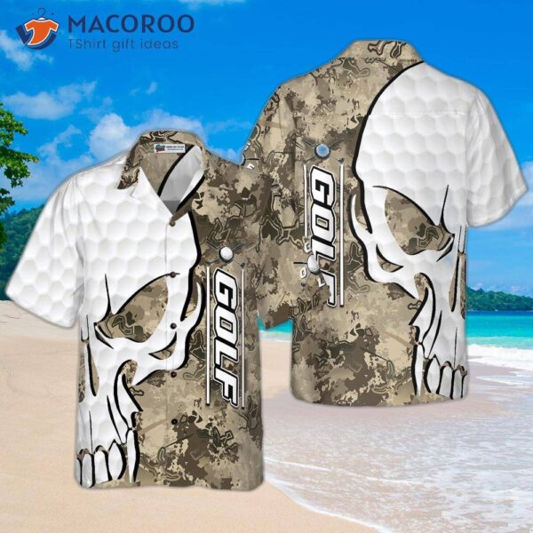 Golf And Skull Camouflage Pattern Hawaiian Shirt