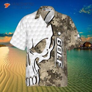 golf and skull camouflage pattern hawaiian shirt 2