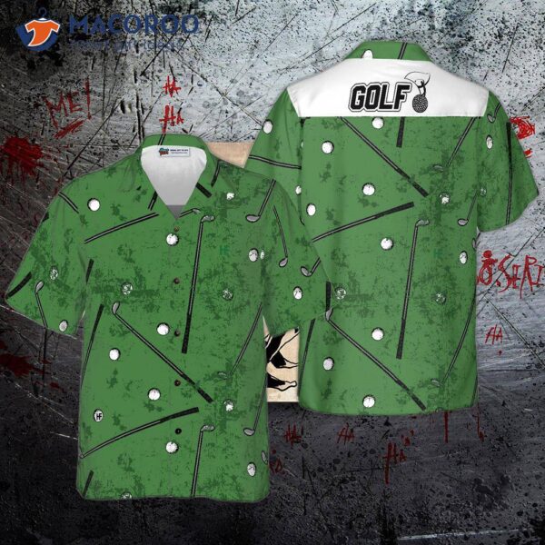 Golf-green Patterned Hawaiian Shirt