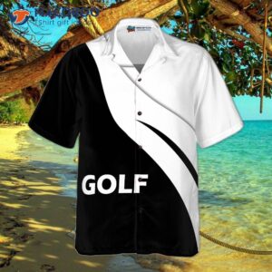 golf print black and white hawaiian shirt 1