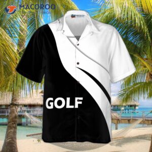 golf print black and white hawaiian shirt 2