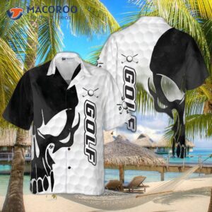 golf textured and black skulled hawaiian shirt 0