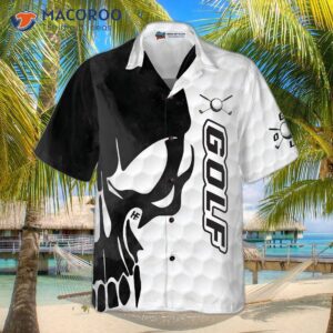 golf textured and black skulled hawaiian shirt 2