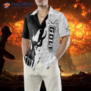 golf textured and black skulled hawaiian shirt 3