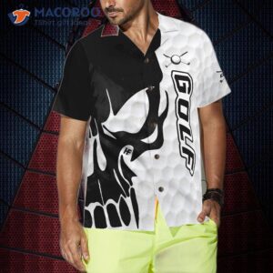 golf textured and black skulled hawaiian shirt 4