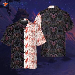 gothic halloween blood hawaiian shirt for satanic bat and spider goth 0