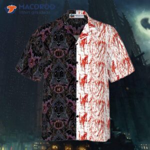 gothic halloween blood hawaiian shirt for satanic bat and spider goth 2