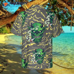 Gothic Satan Smoking Green Thing Hawaiian Shirt, Shirt For And