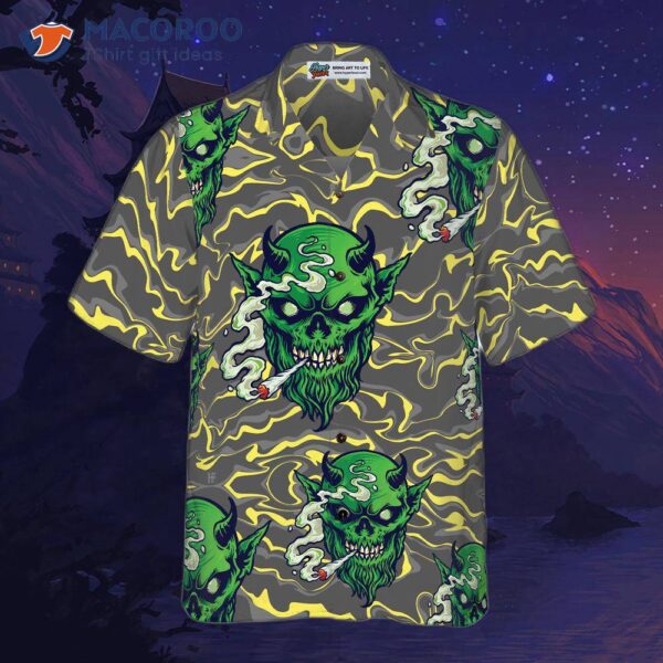 Gothic Satan Smoking Green Thing Hawaiian Shirt, Shirt For And