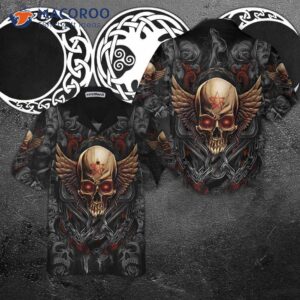 gothic skull biker hawaiian shirt pentagram goth shirt for and 1