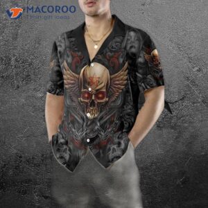 gothic skull biker hawaiian shirt pentagram goth shirt for and 3