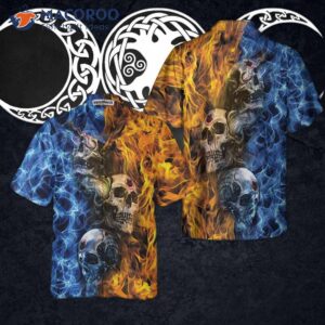Gothic Skull Fire And Water Hawaiian Shirt, Unique Goth Shirt For