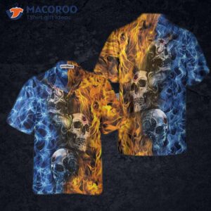 gothic skull fire and water hawaiian shirt unique goth shirt for 2