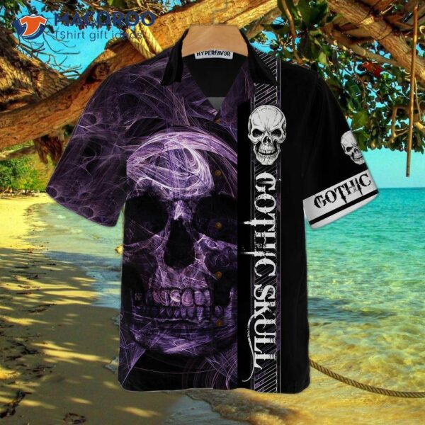 Gothic Skull Hawaiian Shirt, Cool Black Shirt For And