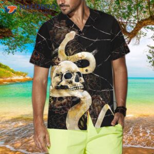 gothic skull with snake hawaiian shirt for black peony flower goth 3