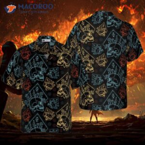gothic skulls in a scrapbooking style hawaiian shirt 0