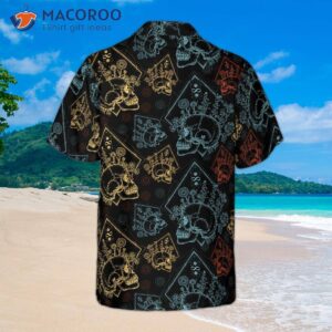 Gothic Skulls In A Scrapbooking-style Hawaiian Shirt