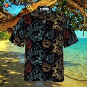 gothic skulls in a scrapbooking style hawaiian shirt 2