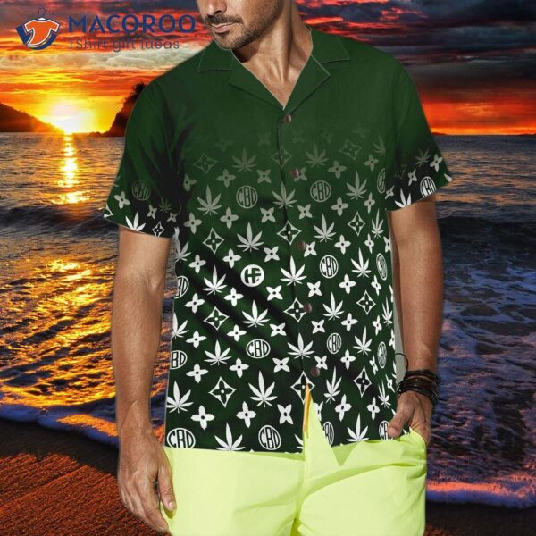 Gradient Marijuana Pattern Hawaiian Shirt For