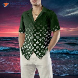 gradient marijuana pattern hawaiian shirt for 4