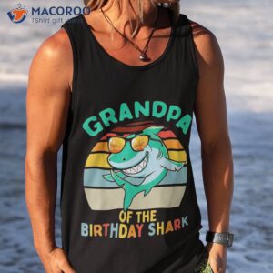 grandpa matching family shark birthday shirt tank top