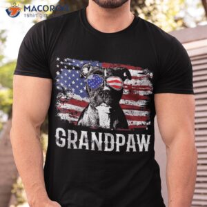 Grandpaw Pitbull American Flag Sunglasses Pittie Dog Grandpa Shirt