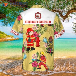 graphic proud firefighter hawaiian shirt cream tropical floral shirt for 1