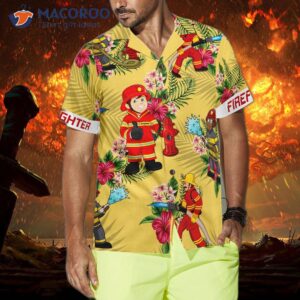 graphic proud firefighter hawaiian shirt cream tropical floral shirt for 2