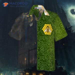 green leaves honey bee hawaiian shirt 2