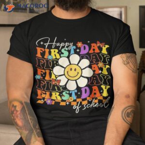 Groovy Happy First Day Of School Back To Teacher Kids Shirt