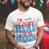 Groovy I’m Just Here For The Wieners Hot Dog 4th Of July Shirt