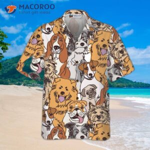 group of dogs seamless pattern hawaiian shirt 1