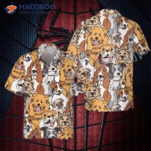 group of dogs seamless pattern hawaiian shirt 4