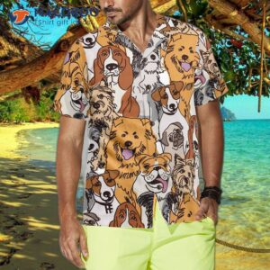 group of dogs seamless pattern hawaiian shirt 5