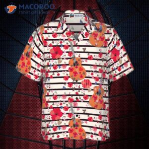 guitar and flower seamless pattern hawaiian shirt 2