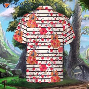 guitar and flower seamless pattern hawaiian shirt 3