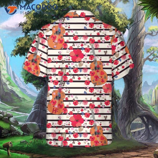 Guitar And Flower Seamless Pattern Hawaiian Shirt