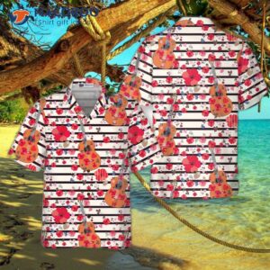 guitar and flower seamless pattern hawaiian shirt 4