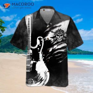 guitar and skull hawaiian shirt 1
