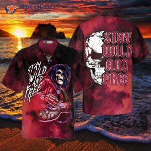 guitar stay wild and free hawaiian shirt 0