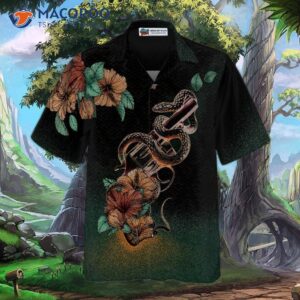 Gun And Snake Vintage Hawaiian Shirt With Hibiscus Flowers For