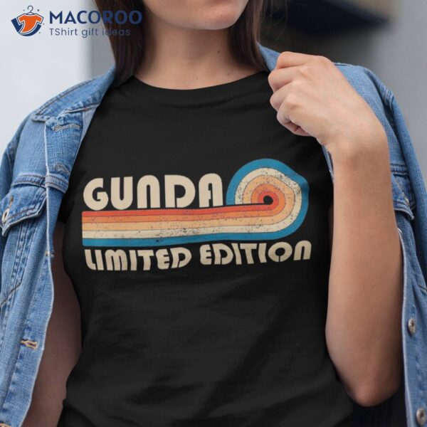 Gunda Surname Retro Vintage 80s 90s Birthday Reunion Shirt