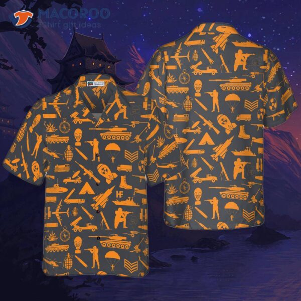 Gunmetal Yellow Pattern Hawaiian Shirt