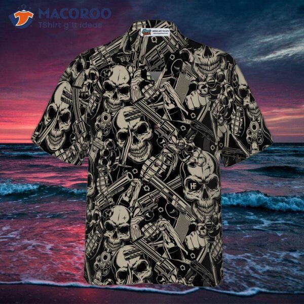 Guns And Skulls Pattern Hawaiian Shirt