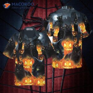 halloween black cat and pumpkin hawaiian shirt spooky shirt for 2