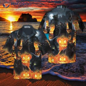 halloween black cat and pumpkin hawaiian shirt spooky shirt for 3