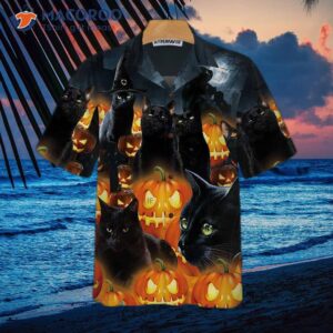 halloween black cat and pumpkin hawaiian shirt spooky shirt for 5